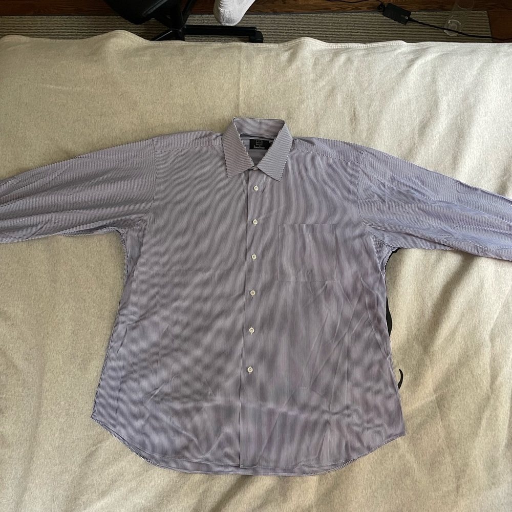 Ike Behad blue and white striped dress shirt 16.5 size.